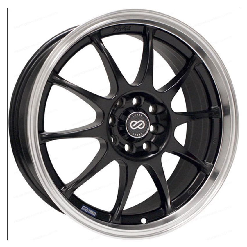 Enkei 409-770-10BK J10 17x7 4x100/114.3 42mm Offset 72.62mm Bore Dia Matte Black w/ Machined Lip Wheel