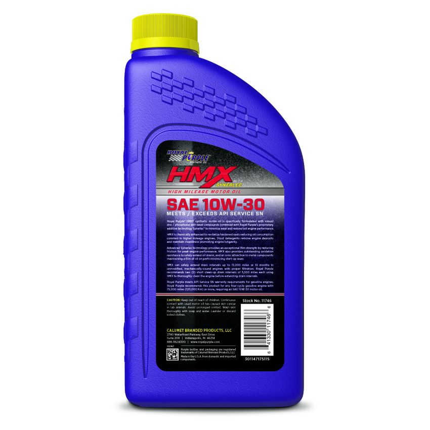 Royal Purple 11747 HMX Premium Synthetic High Mileage 10W-30 Motor Oil - 1 Quart