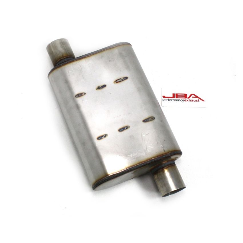 JBA Universal Chambered Style 304SS Muffler 13x9.75x4 2.5in Inlet Diameter Offset/Offset