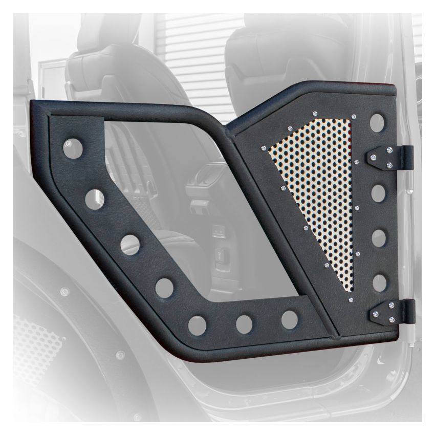 DV8 Offroad Jeep 18+ Wrangler JL / 20+ Gladiator JT Rear Rock Doors w/ Perforated Aluminum Mesh