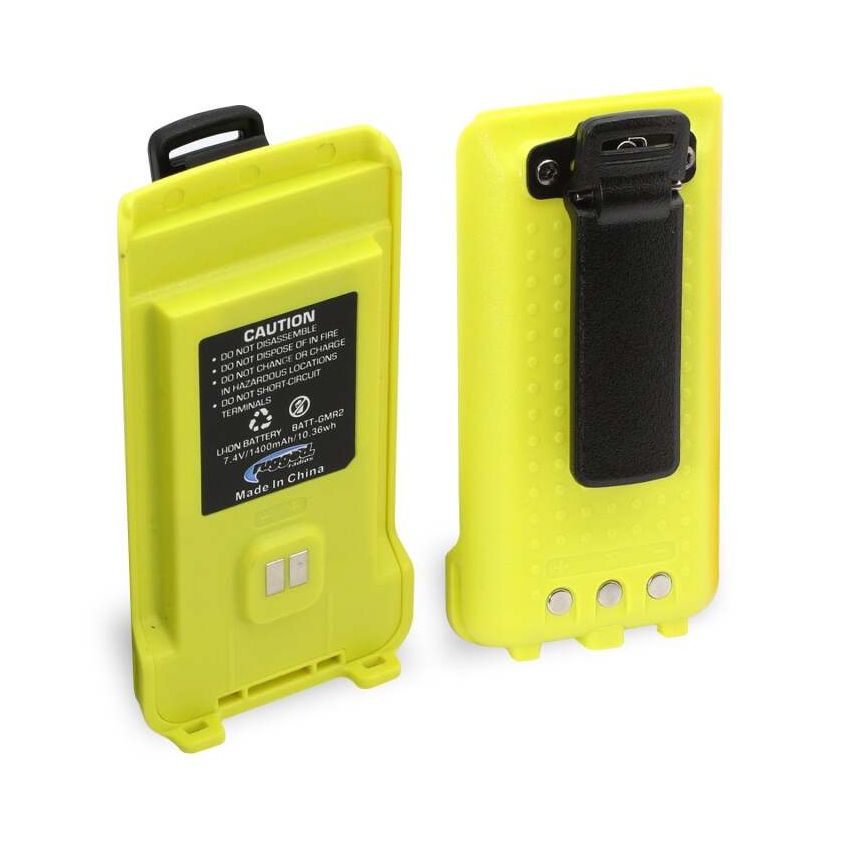 Rugged Radios BAT-GMR2-HV GMR2 Replacement Battery with 12v Charge Port and Belt Clip Safety Yellow