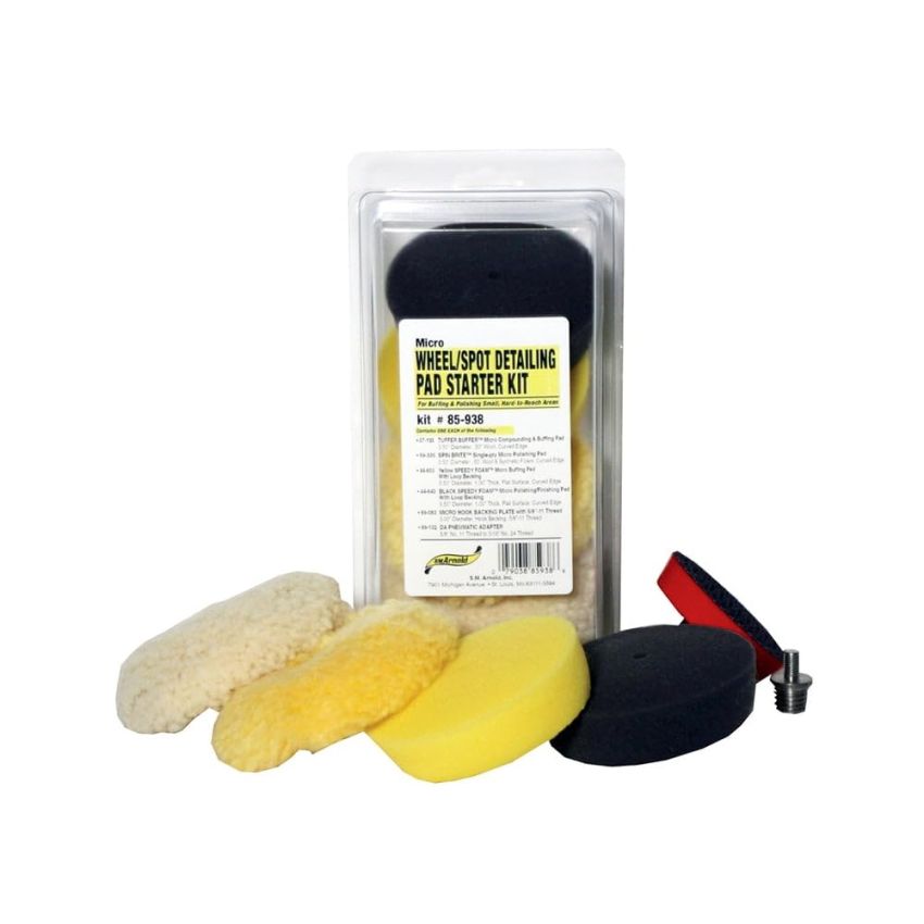 SM Arnold 85-938 Tuffer Buffer 4-Ply Curved Edge Micro Buffing & Polishing Kit - Premium Auto Detailing Tool for Professional & DIY Car Care, Ideal for Tight Spaces, Durable Construction, Versatile Use