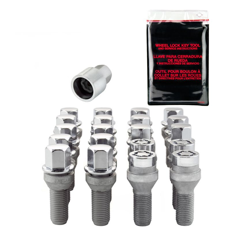 McGard 5 Lug Hex Install Kit w/Locks (Cone Seat Bolt) M12X1.25 / 17mm Hex / 25.6mm Shank L. - Chrome