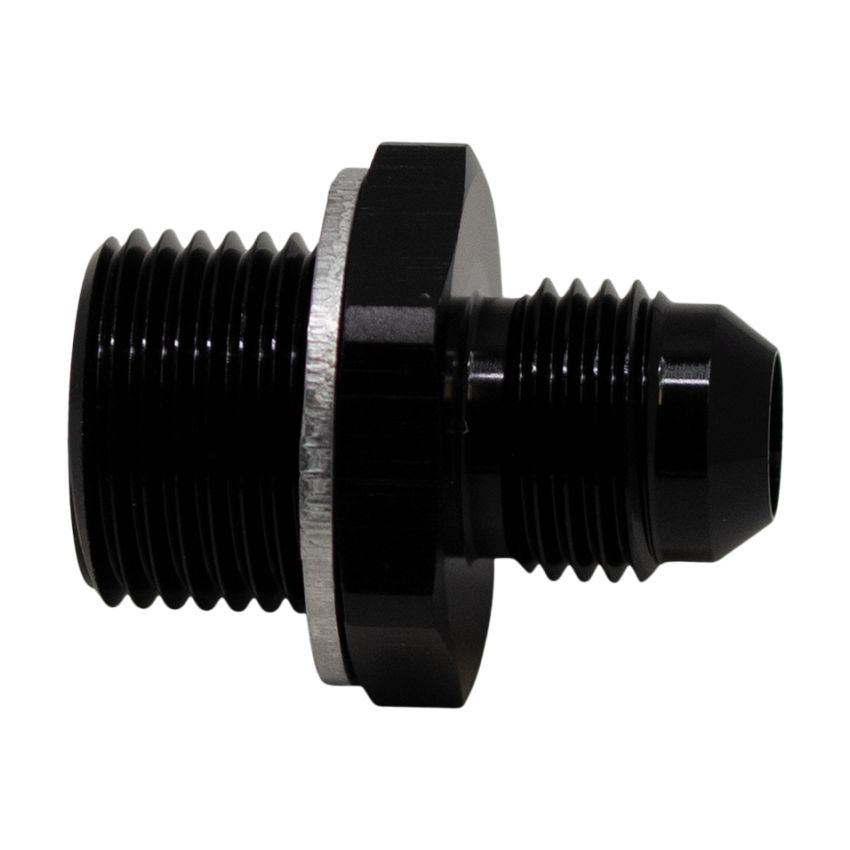 DeatschWerks 6AN Male Flare to M18 X 1.5 Male Metric Adapter (Incl Washer) - Anodized Matte Black