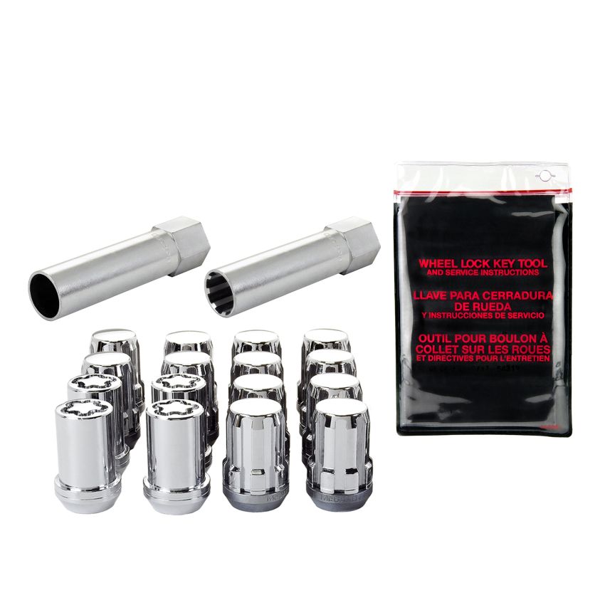 McGard SplineDrive Tuner 4 Lug Install Kit w/Locks & Tool (Cone) M12X1.25 / 13/16 Hex - Chrome