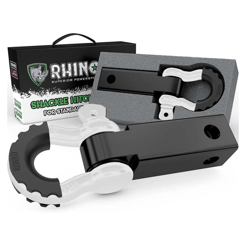 Rhino USA RG-HTHITCH2-WHT Shackle Hitch Receiver W/ D-Ring (White)