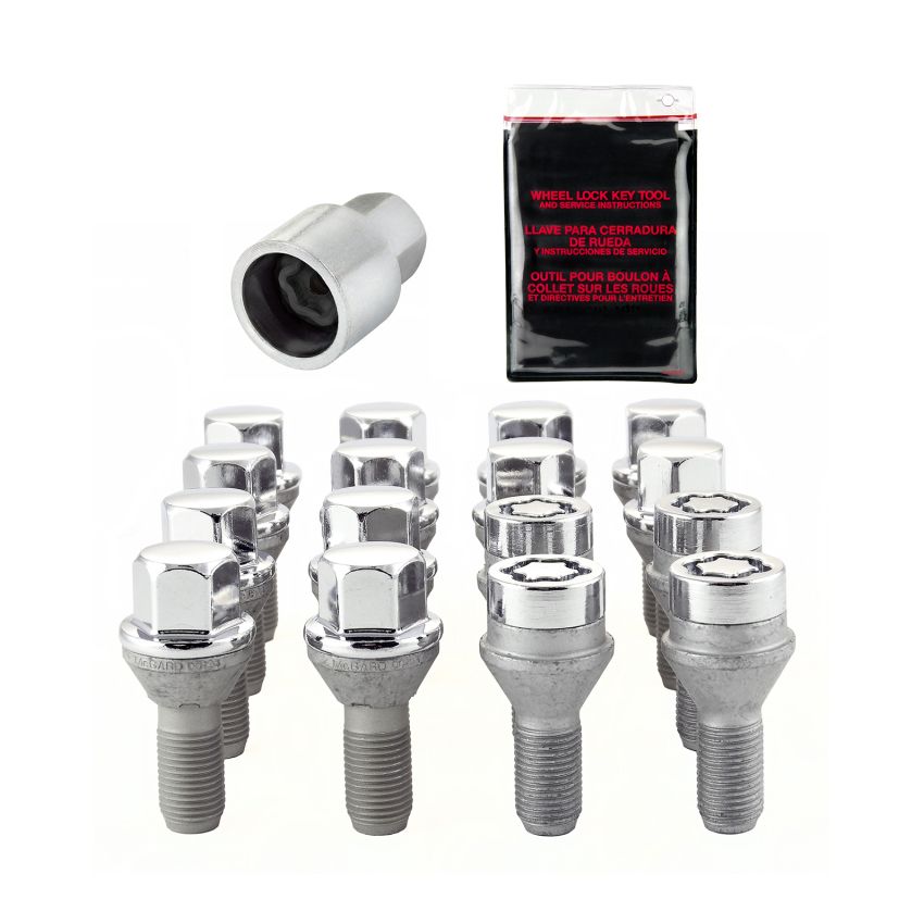 McGard 4 Lug Hex Install Kit w/Locks (Cone Seat Bolt) M12X1.25 / 17mm Hex / 22.0mm Shank L. - Chrome