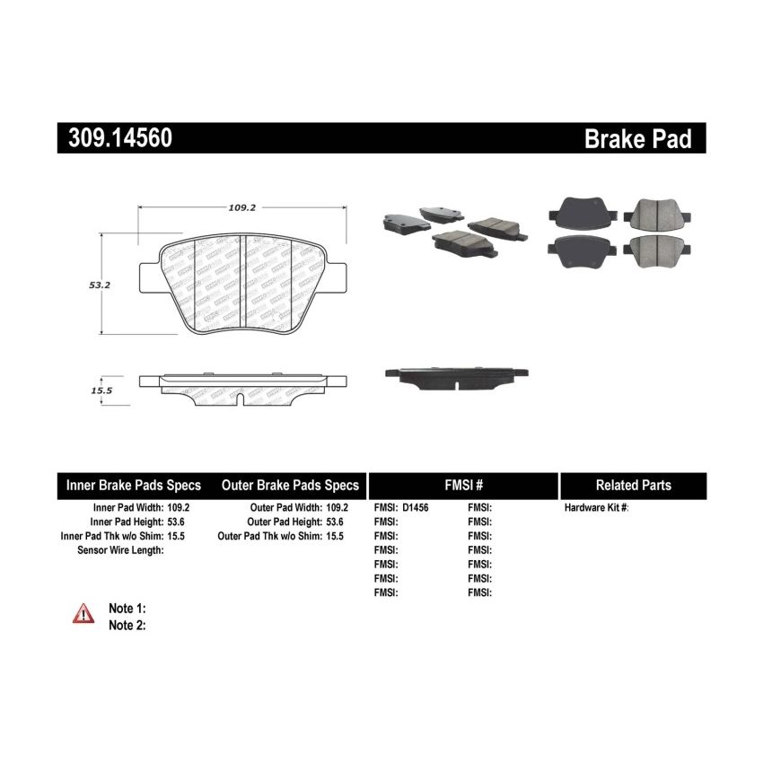 Stoptech 309.14560 Performance Volkswagen Rear Brake Pads