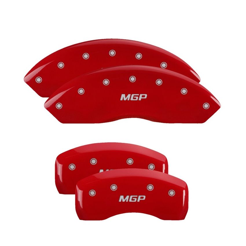 MGP 25140SMGPRD 4 Caliper Covers Engraved Front & Rear  Red finish silver ch