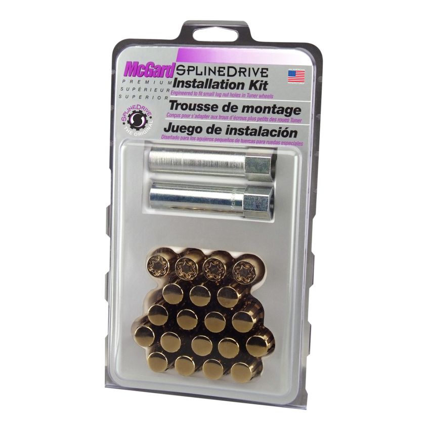 McGard (65557GDC 12X1.5 MCG 5 LUG SPLINEDRIVE KIT, GOLD W/WHL LKS CLAMSHELL)