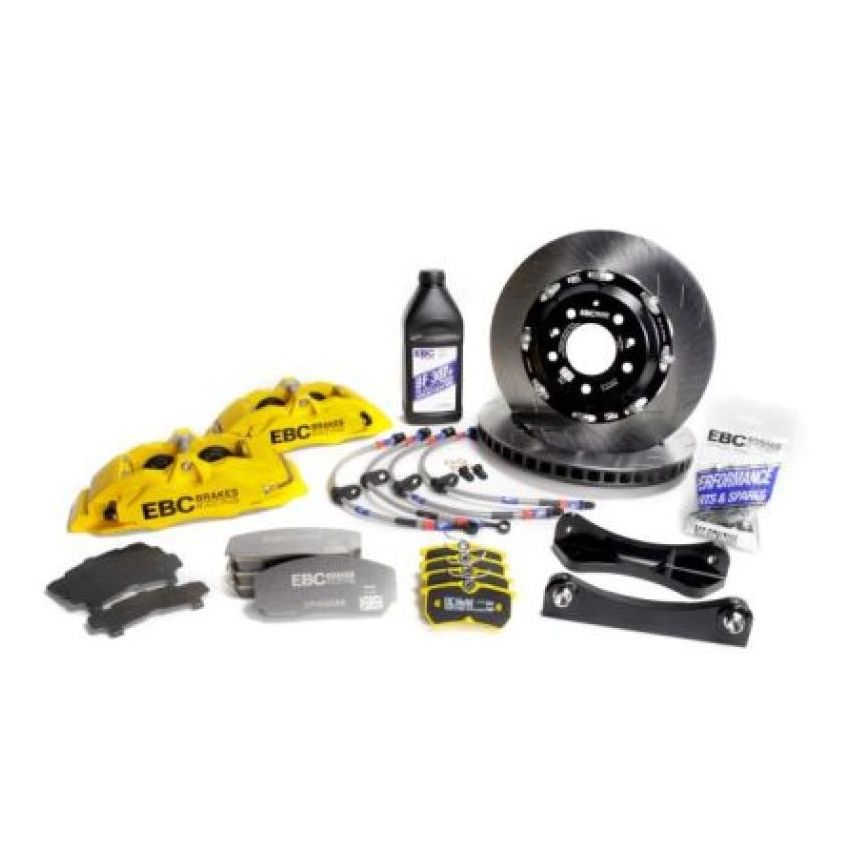 EBC BBK016YEL-2 Racing 10-14 Ford Mustang GT 5.0L Yellow Apollo-4 Calipers 355mm Rotors Front Big Brake Kit
