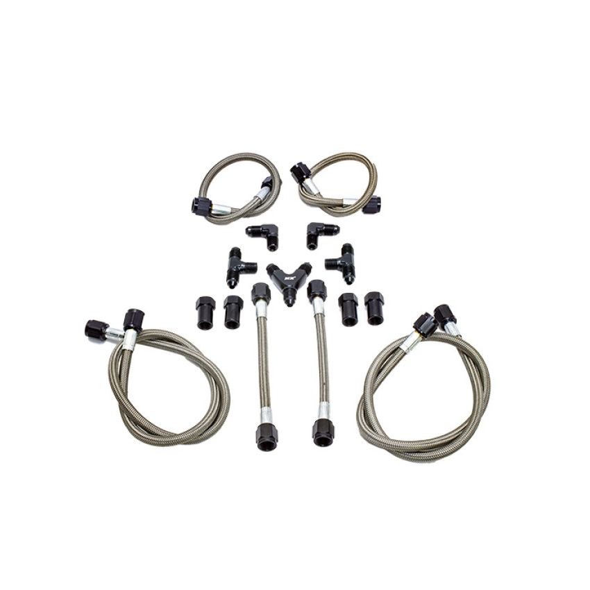 Snow Performance SNO-40045-BRD Water Quad Nozzle Stainless Steel Braided Line Upgrade