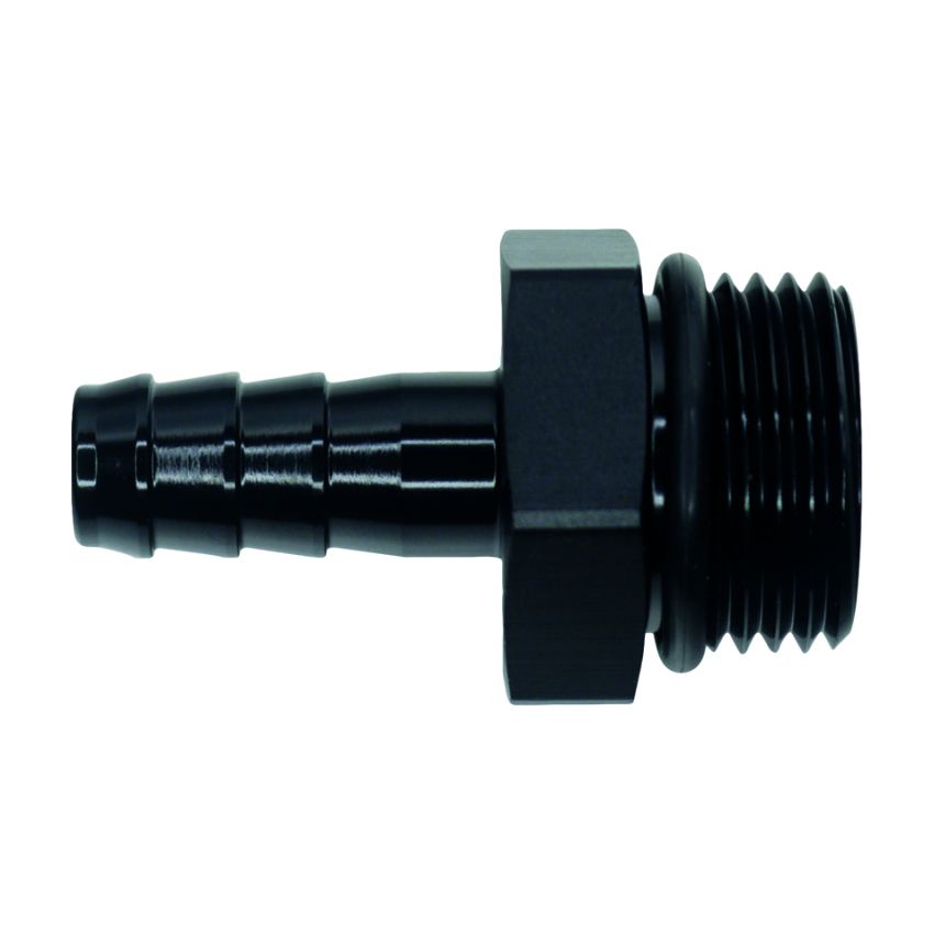 DeatschWerks 10AN ORB Male to 3/8in Male Triple Barb Fitting (Incl O-Ring) - Anodized Matte Black