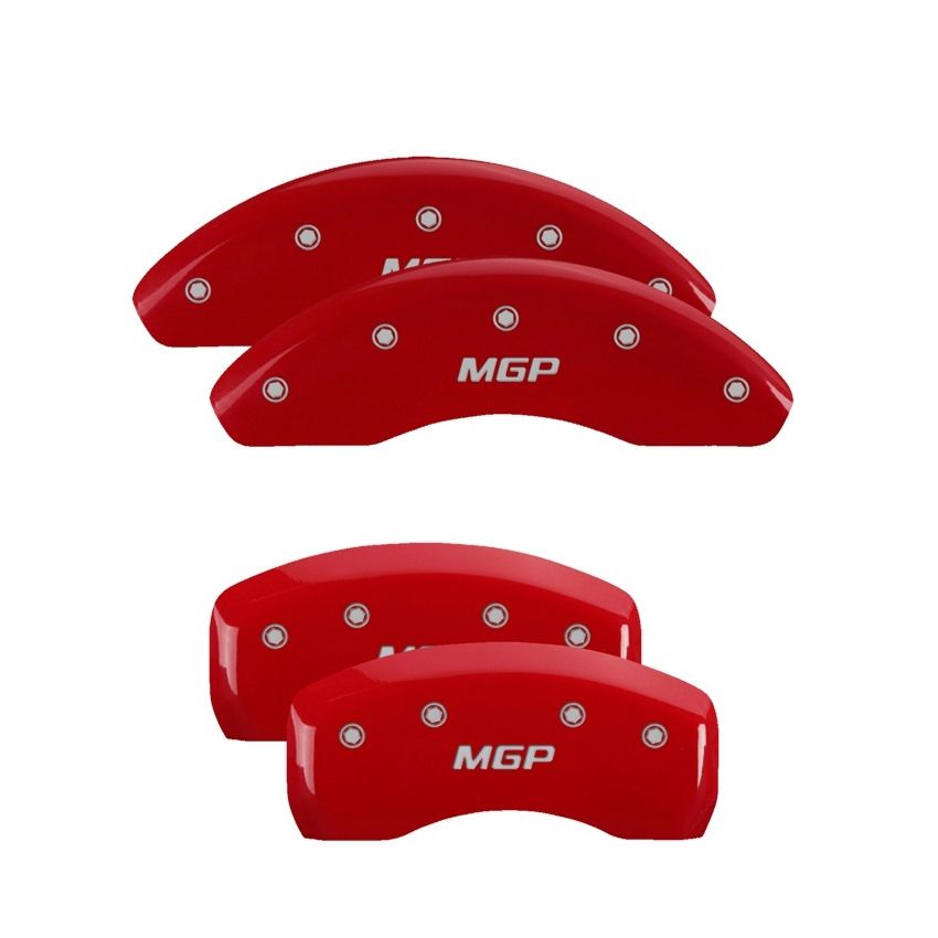 MGP 21180SMGPRD 4 Caliper Covers Engraved Front & Rear  Red finish silver ch