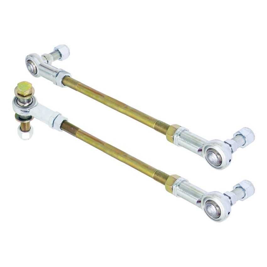 RockJock JL/JT Front Adjustable Sway Bar End Link Kit 8 1/2in Long Rods w/ Heims