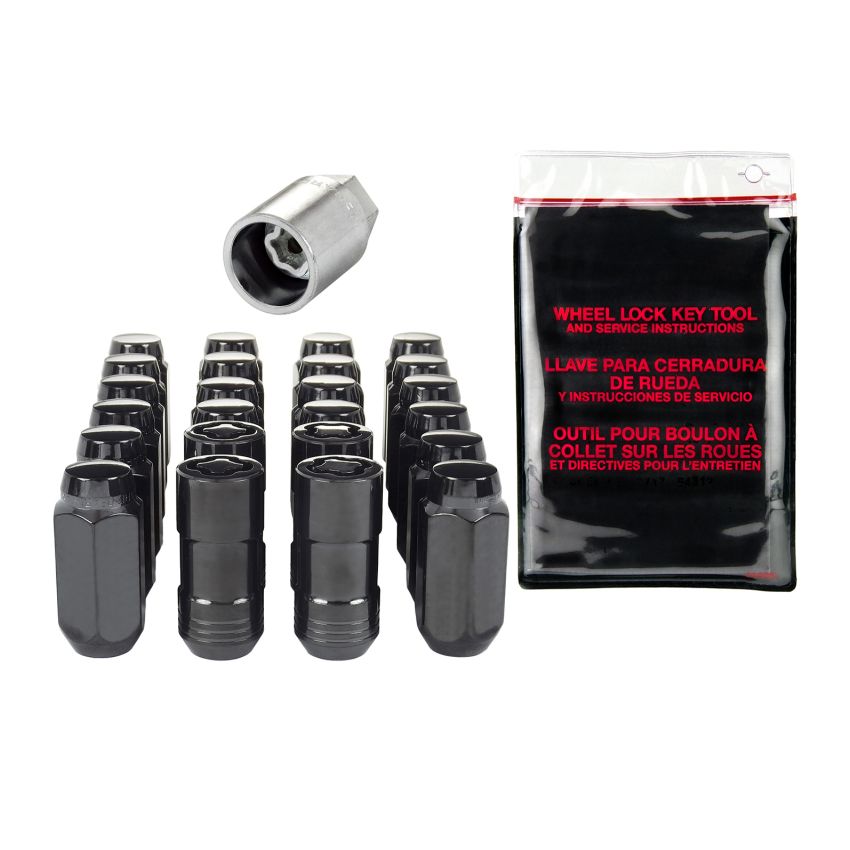 McGard 6 Lug Hex Install Kit w/Locks (Cone Seat Nut) M14X1.5 / 13/16 Hex / 1.945in. Length - Black