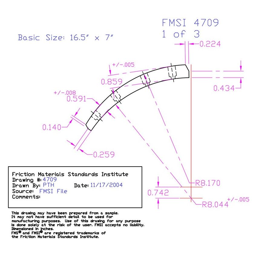 Abex Friction Products EL4709D-S4D Drum Brake Shoe Lining