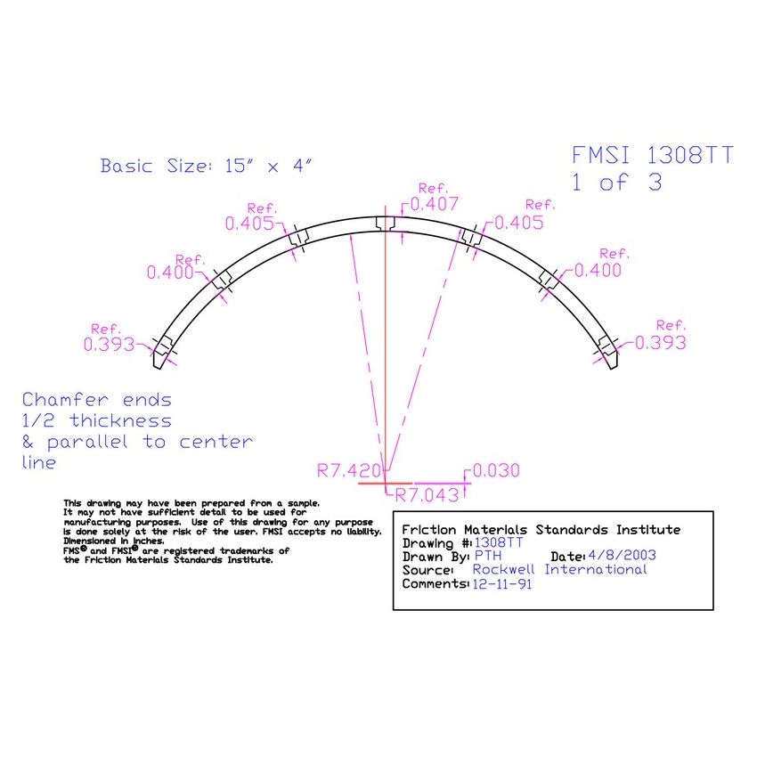 Abex Friction Products EN1308TD-S3F Drum Brake Shoe Lining