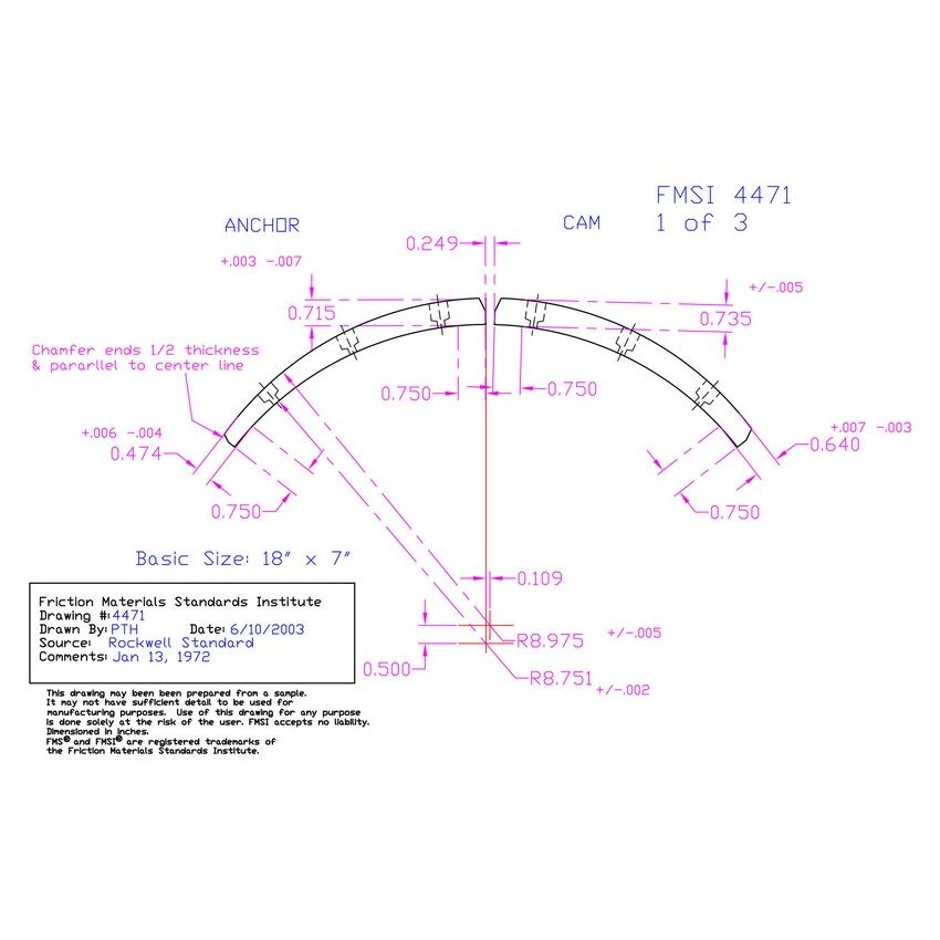 Abex Friction Products EN4471D-S4F Drum Brake Shoe Lining