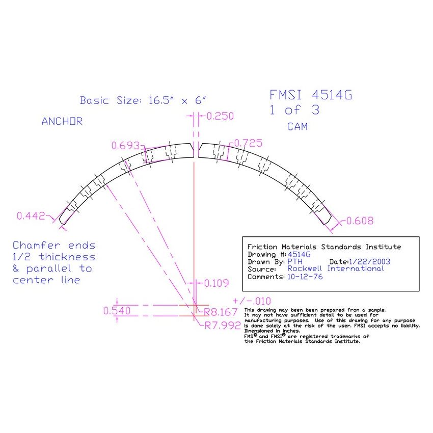 Abex Friction Products EN4514GD-B4F Drum Brake Shoe Lining