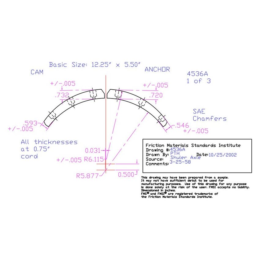 Abex Friction Products EN4536AD-S4F Drum Brake Shoe Lining