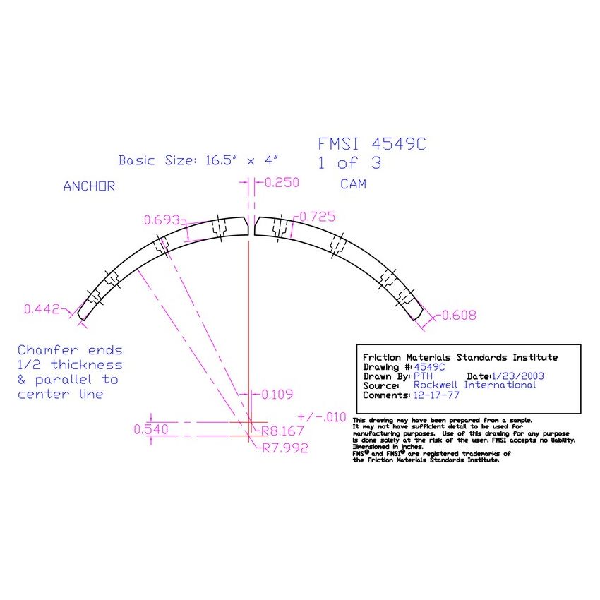 Abex Friction Products MC4549CDXXX-S44 Drum Brake Shoe Lining