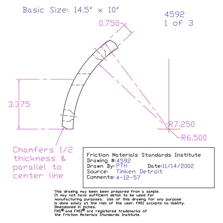 Abex Friction Products MC4592D-S44 Drum Brake Shoe Lining