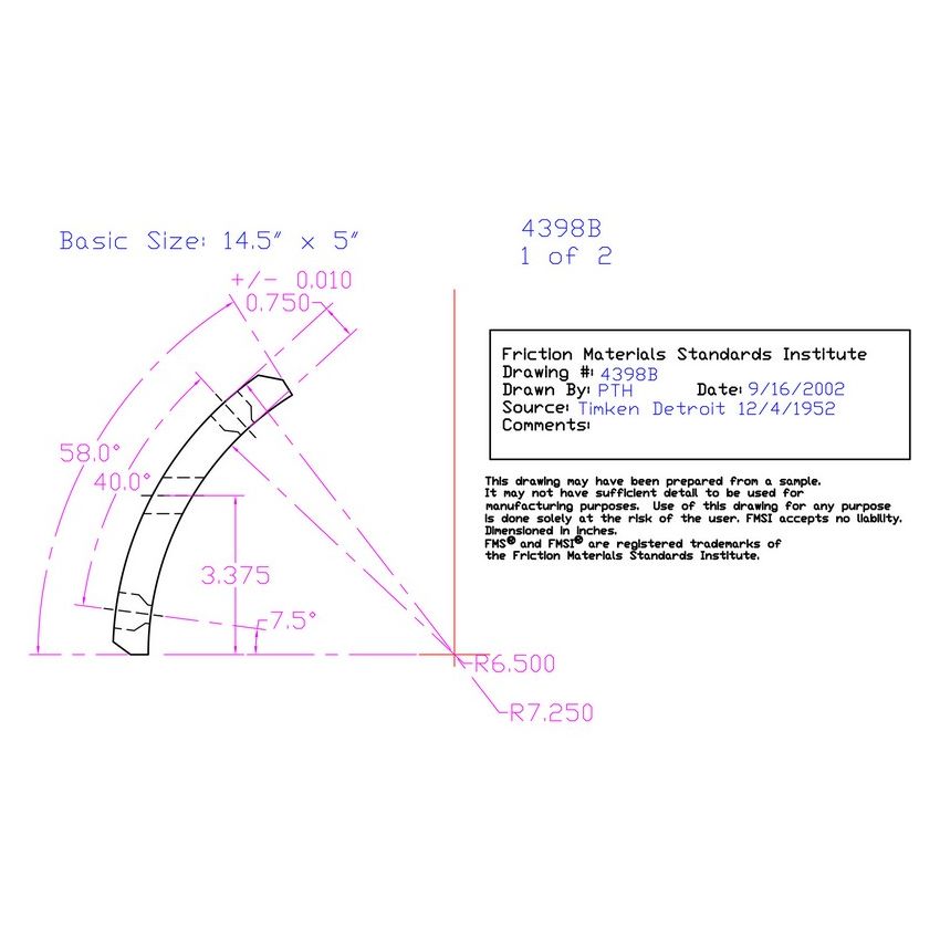 Abex Friction Products MX4398BD-S4E Drum Brake Shoe Lining