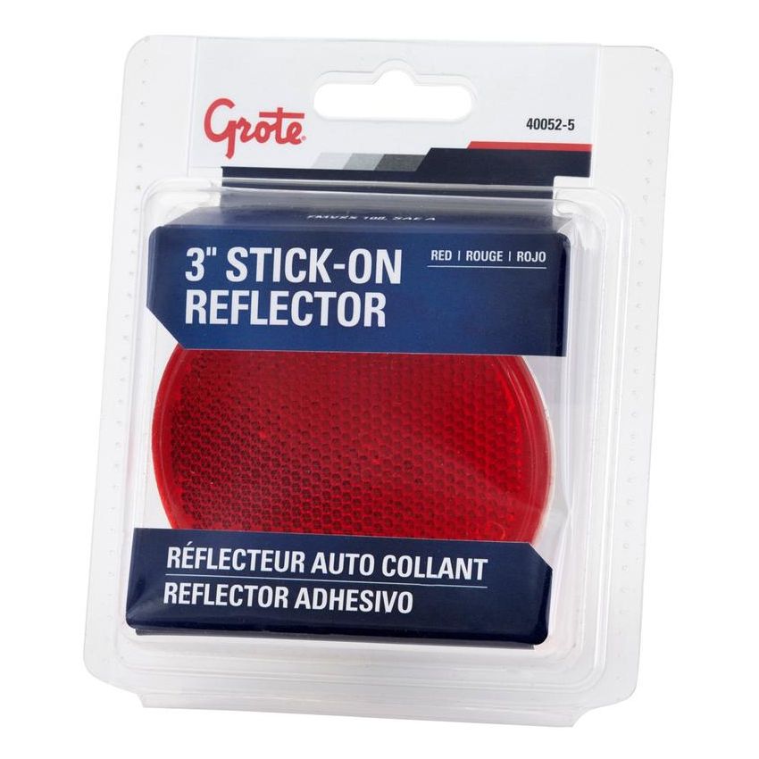 GROTE LIGHTING 40052-5 Round Stick-On Reflector, Red