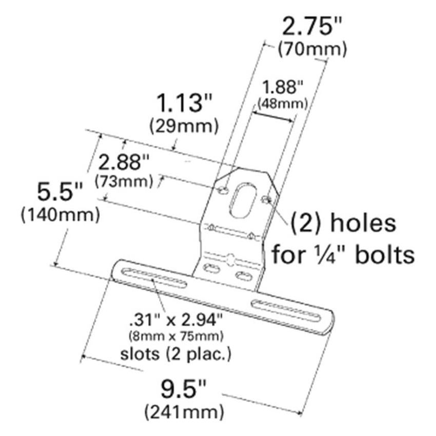 GROTE LIGHTING 43022 Universal Steel Offset License Plate Bracket, Black