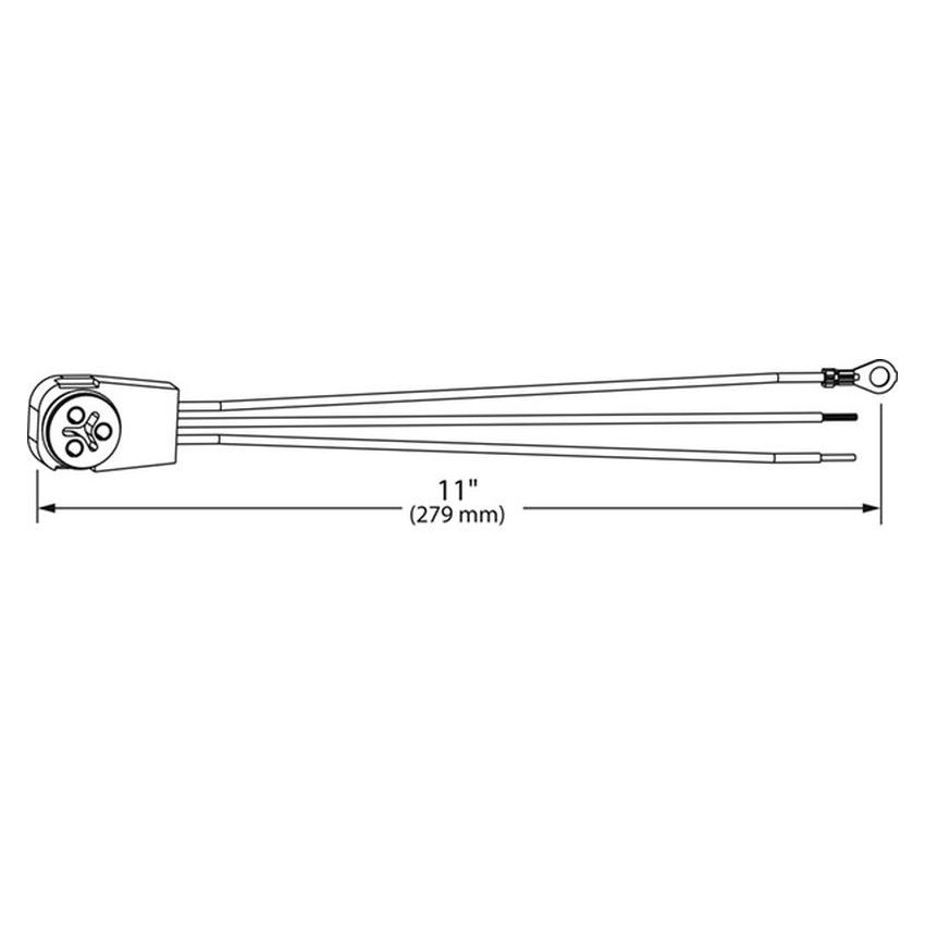 GROTE LIGHTING 67005 Stop Tail Turn Three-Wire 90º Plug-In Pigtails for Male Pin Lights, 11