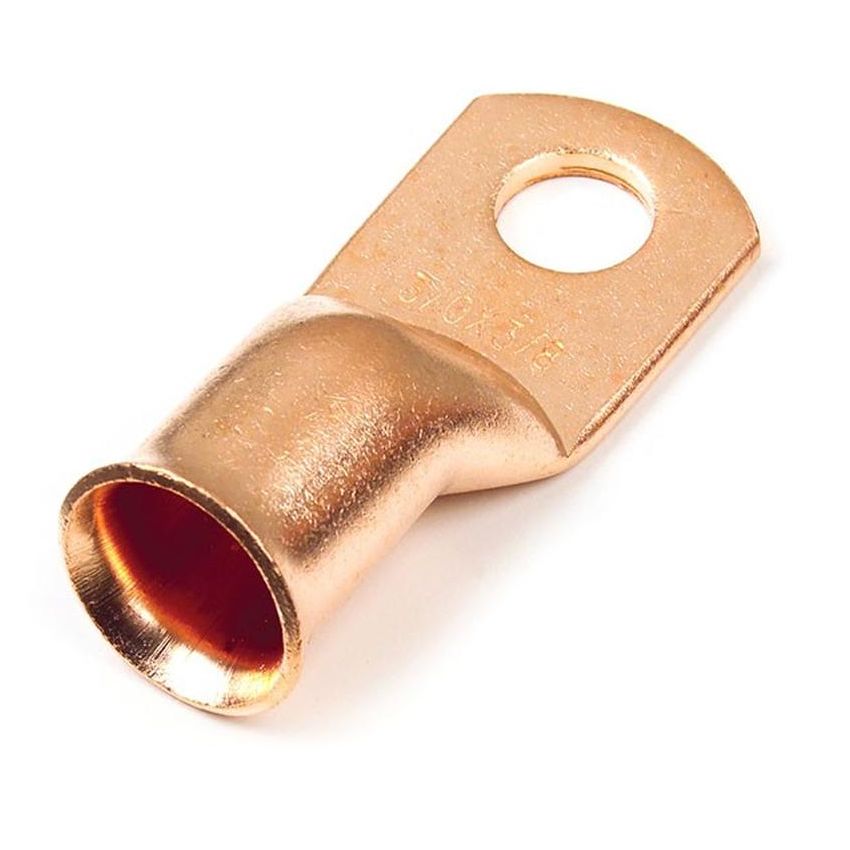 GROTE LIGHTING 82-9522 Standard Copper Tube Lugs, 6 Gauge, 1/4