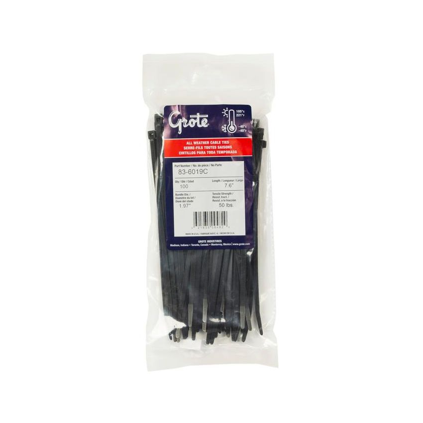GROTE LIGHTING 83-6019 Nylon Cable Ties, Standard Duty, 8