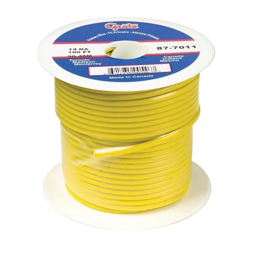 GROTE LIGHTING 89-9011 (GPT) General Purpose Thermo Plastic Wire, Length 25' Yellow