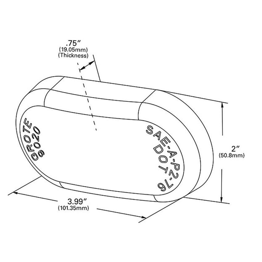 GROTE LIGHTING 90202 Clearance Marker Replacement Lenses, Two-Bulb Oval Lens, Red