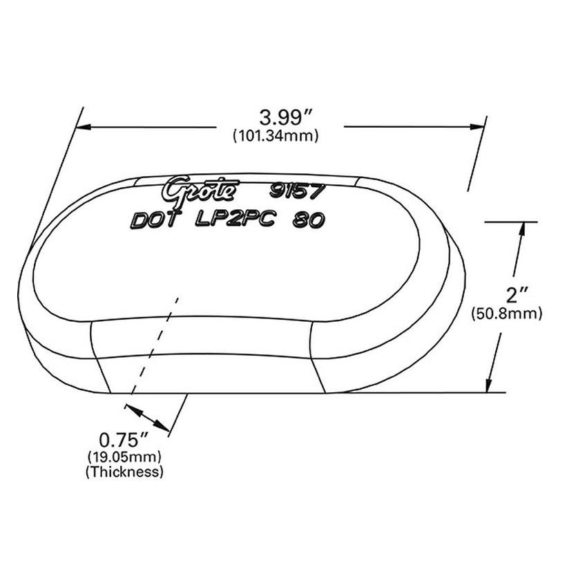 GROTE LIGHTING 91572 Clearance Marker Replacement Lenses, Two-Bulb Oval Lens, Red