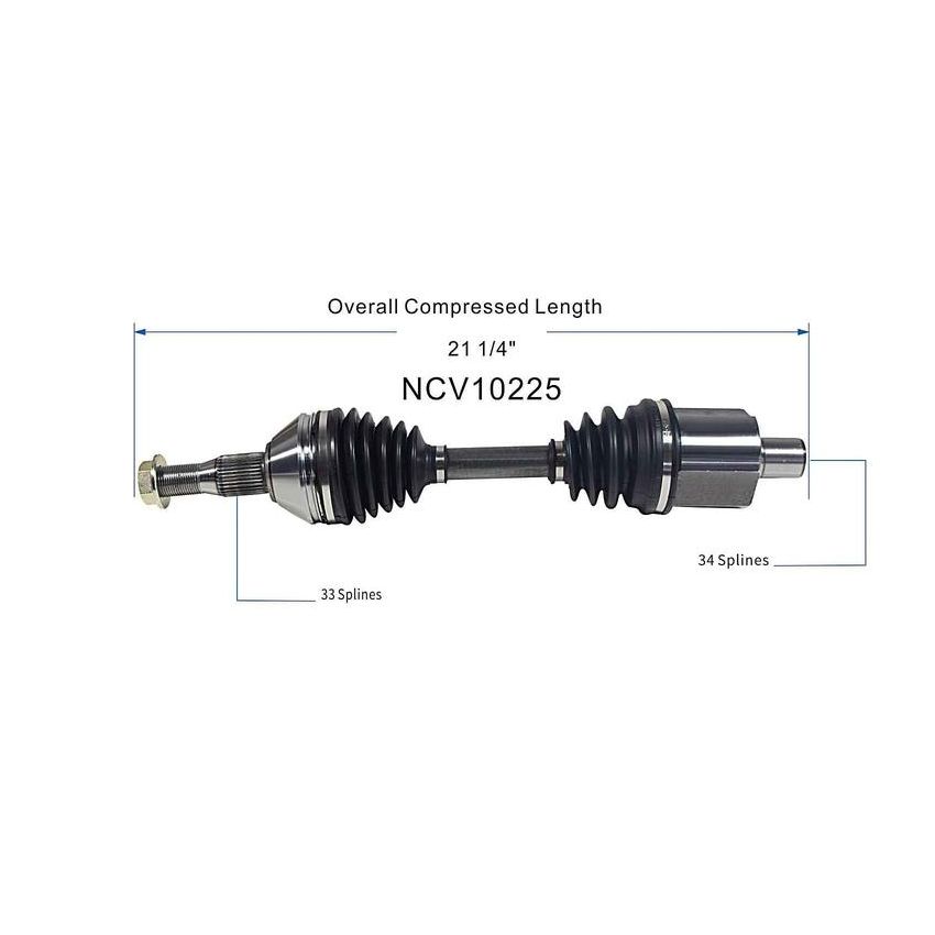 GSP NCV10225 Buick, Chevrolet, Pontiac CV Axle Assembly  - Front Left