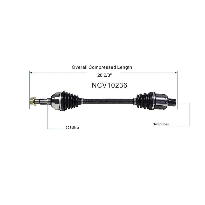 GSP NCV10236 Cadillac (3.0, 3.6, 4.6) CV Axle Assembly  - Front Left