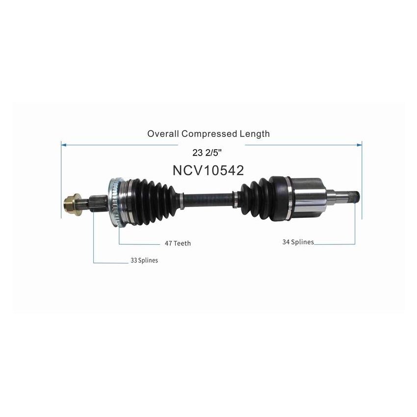 GSP NCV10542 Buick, Chevrolet, Pontiac CV Axle Assembly  - Front Right