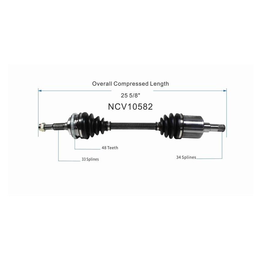 GSP NCV10582 Chevrolet, Pontiac (2.2, 2.3, 2.4) CV Axle Assembly  - Front Right