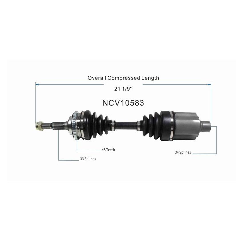 GSP NCV10583 Chevrolet, Pontiac (2.2, 2.3) CV Axle Assembly  - Front Left