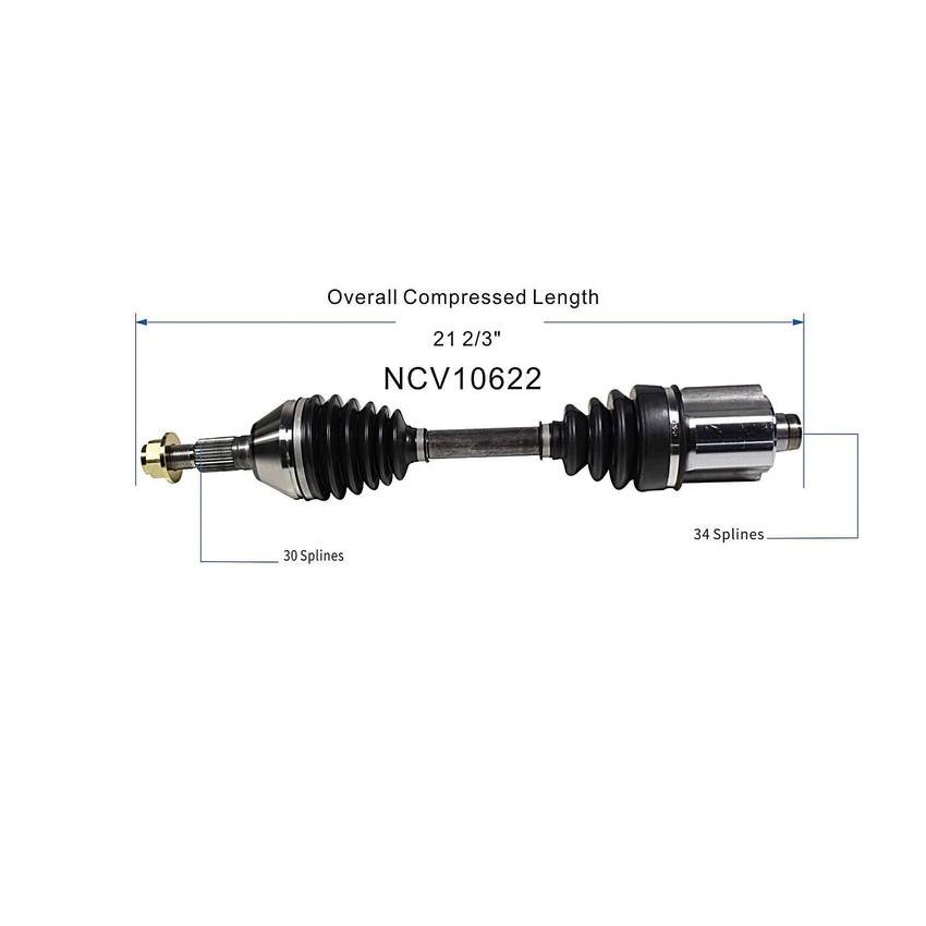 GSP NCV10622 Chevrolet, Pontiac, Saturn (2.2, 2.4, 3.5) CV Axle Assembly  - Front