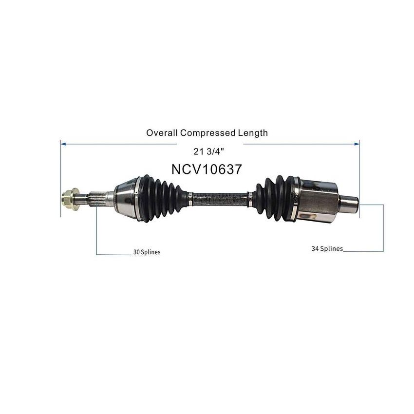 GSP NCV10637 Chevrolet, Pontiac (3.5, 3.9) CV Axle Assembly  - Front Left