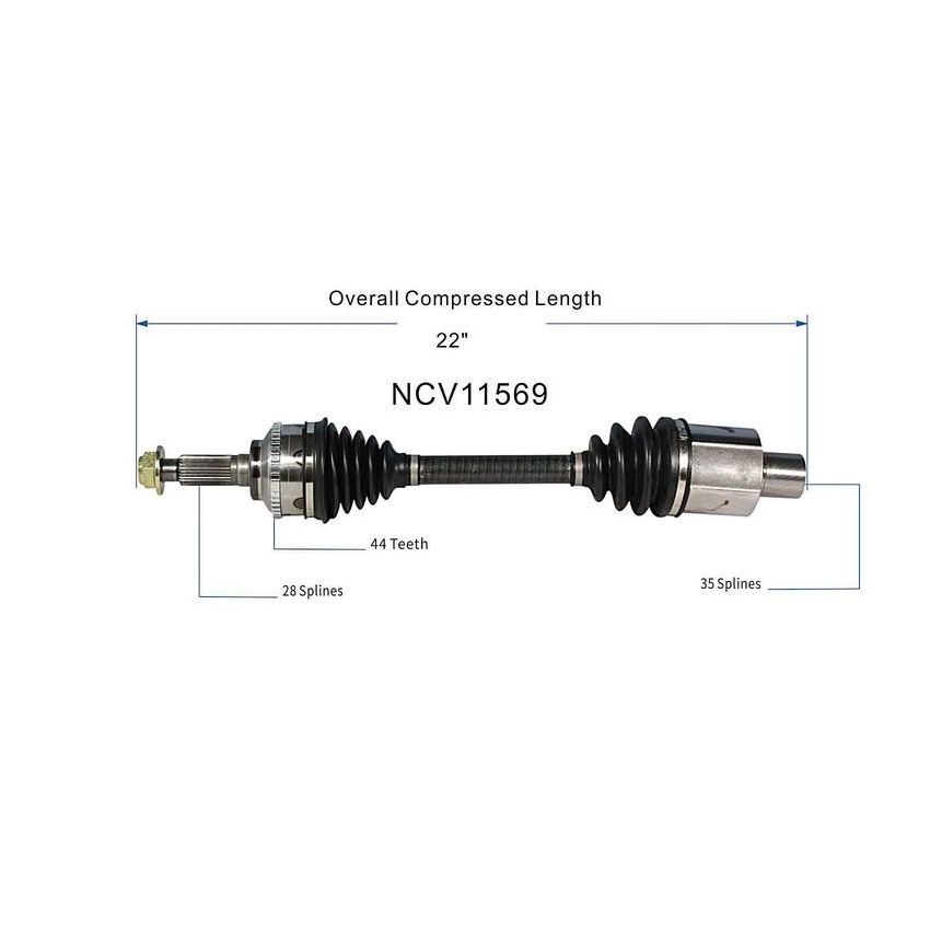 GSP NCV11569 Ford, Mazda (2.0, 2.3) CV Axle Assembly  - Front Right