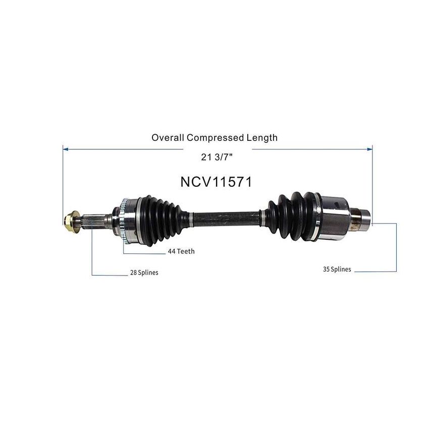 GSP NCV11571 Ford, Mazda, Mercury (2.0, 2.3, 2.5, 3.0) CV Axle Assembly  - Front Right