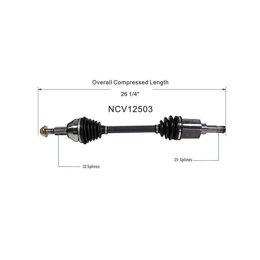 GSP NCV12503 Chrysler, Dodge (3.3) CV Axle Assembly  - Front Left