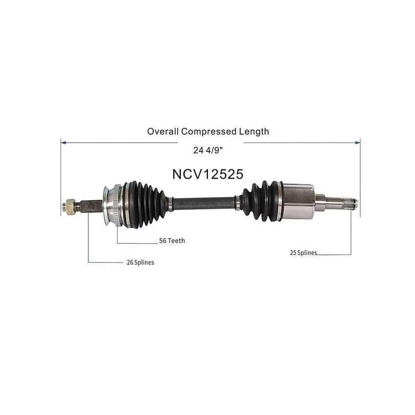 GSP NCV12525 Chrysler, Dodge, Plymouth (2.0, 2.4, 2.5) CV Axle Assembly  - Front Left