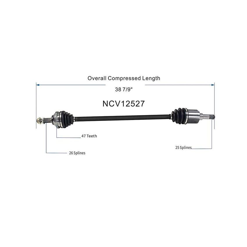 GSP NCV12527 Chrysler, Dodge (2.4) CV Axle Assembly  - Front Right