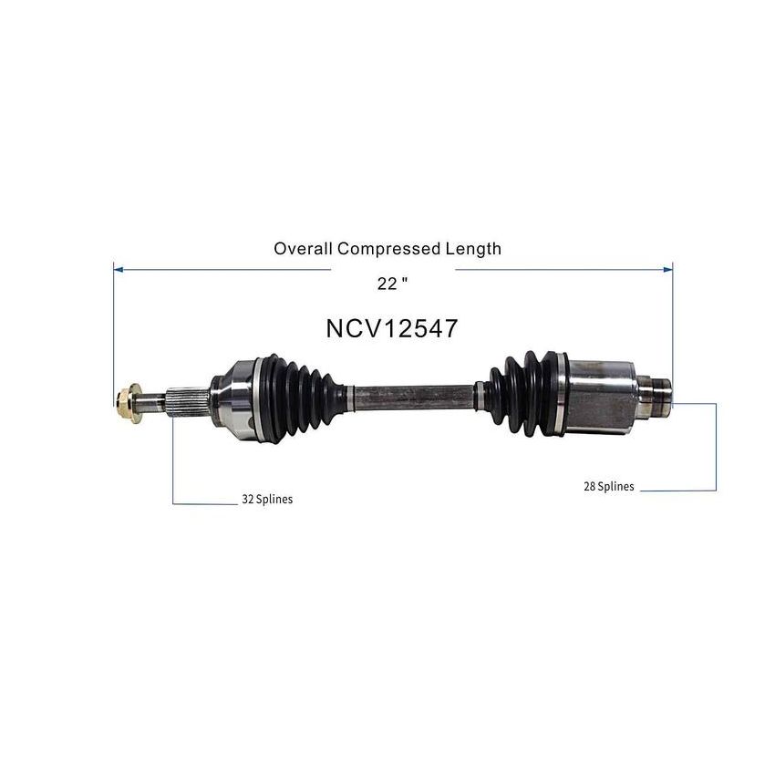 GSP NCV12547 Chrysler, Dodge (2.4, 2.7 - FWD) CV Axle Assembly  - Front Right