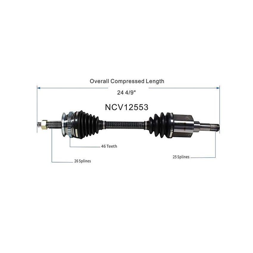 GSP NCV12553 Chrysler, Dodge, Plymouth (2.0, 2.4, 2.5, 2.7) CV Axle Assembly  - Front Left